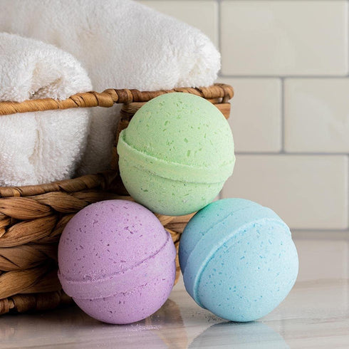 SpaRoom Soothe and Relax Handmade Natural Essential Oil Aromatherapy Bath Bombs, Set of 3, Lavender, Eucalyptus,