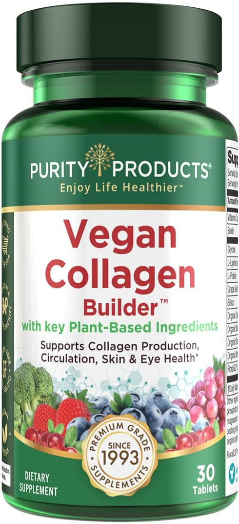 Vegan Collagen Builder - Organic Whole Foods Fruits + Veg, Silica, Lutein, Vitamin C, Biotin