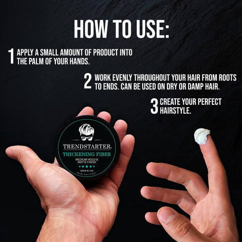 THICKENING FIBER - 4oz - Medium Hold - Matte Finish - Premium Hair Thickening Clay Pomade