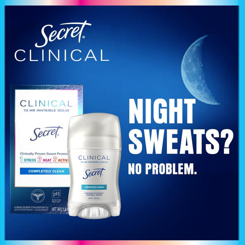 Secret Clinical Strength Antiperspirant Deodorant for Women, 72hr Protection, 2.6 oz, Clean Scent