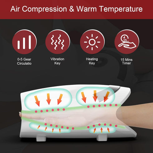 Xllent Hand Massager with Compression & Heating,Mothers Day Gifts for Him and Her,Electric Hand Massager for Arthritis