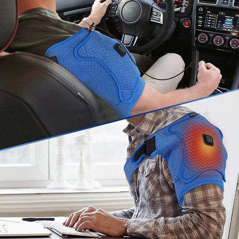 Heated Shoulder Support Brace - USB Electric Heating Pad for Rotator Cuff Pain Relief (S)