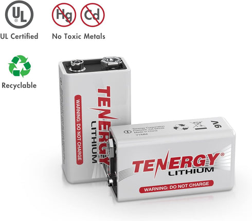 Tenergy 9V 1200mah 10 9 4 Pack Lithium Batteries, Non-Rechargeable Batteries, Years Shelf Life Lithium Volt Batteries