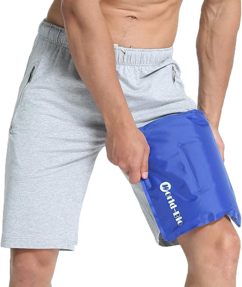 WORLD-BIO Large Flexible Hip Ice Pack - 2 Packs for Hot & Cold Therapy, 11" x 14" Blue