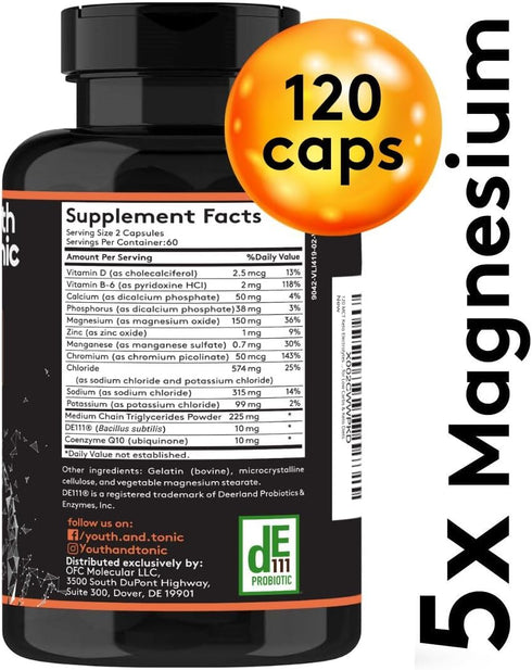 120 MCT Keto Electrolytes Pills | Premium Grade Salt Supplement with Magnesium, Probiotics, Co Q 10, Designed for Low