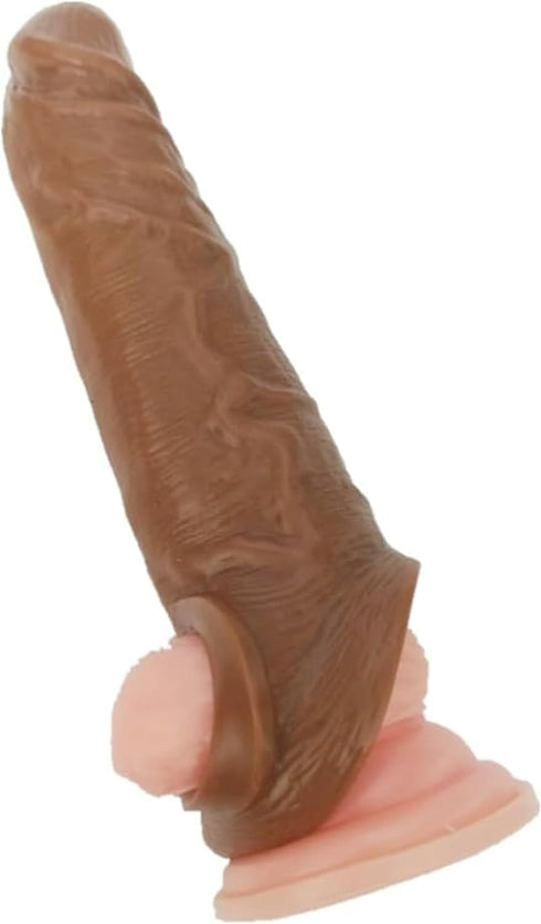 Sponver Threaded mace Condom Male Condom Adult Lock fine Ring Extended Sleeve Brown