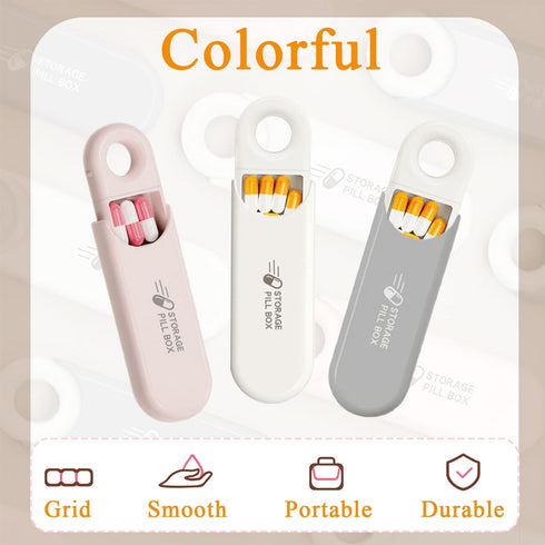 Wopanxye 3 Small Compartment Daily Pill Organizer, Portable Travel Size Pill Box with Pull Tab, Cute Carry-on Medicine