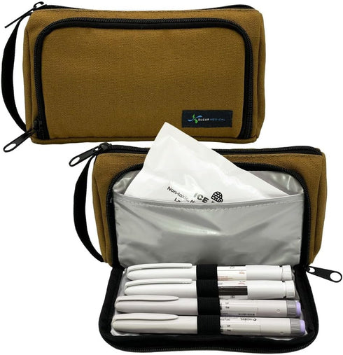 Sugar Medical Insulated Insulin Pen Case, Diabetic Care Products, Travel Case for Diabetic Supplies (Hamilton Brown)