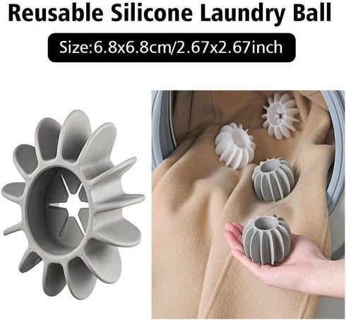 6Pcs Gray Laundry Ball Silicone Pet Hair Remover, Reusable Lint and Hair Remover Balls for Laundry Machine
