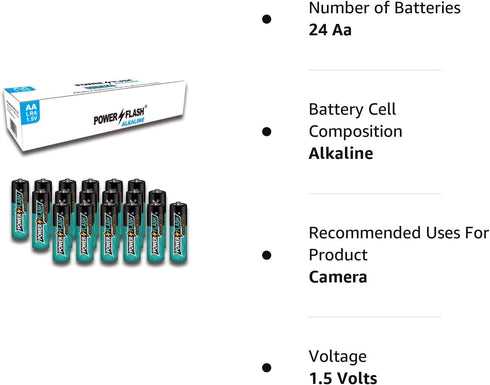 AA Batteries - 24 Industrial Pack - Ultra Long Lasting All Purpose Double A Alkaline Battery (24 Count)