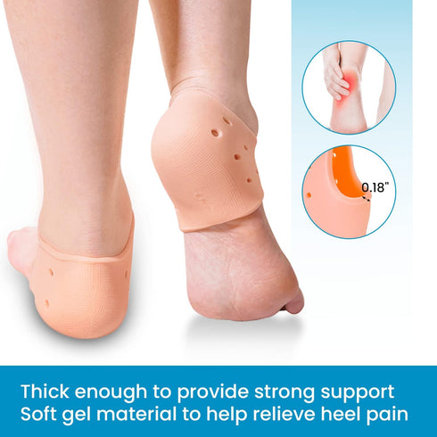 Sumiwish Heel Cups for Heel Pain, 6 PCS Thick Silicone Heel Support for Plantar Fasciitis, Bone Spur Pain Relief