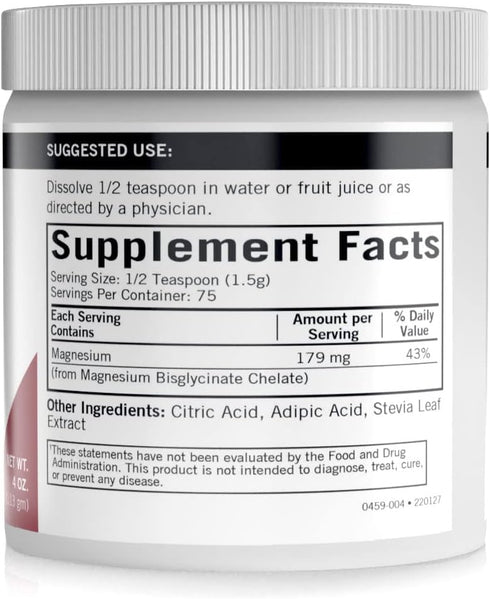 Kirkman Buffered Magnesium Bisglycinate Powder, 4 oz, Relaxes Nerves & Muscles