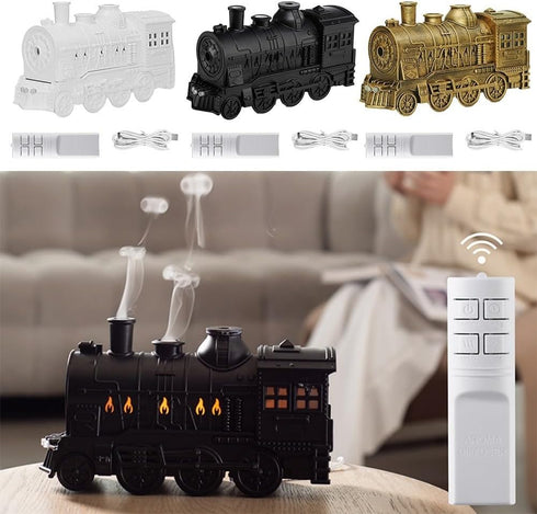 LivGrain 300ml Retro Steam Train Essential Oil Diffuser Humidifier with Lights Quiet Auto Off for Home Office Bedroom