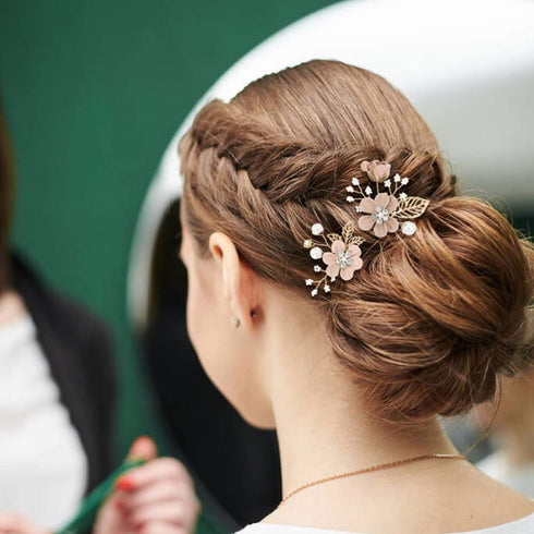 inSowni 20 Pack Bridal Wedding Hair Combs, Dusty Pink & Blue Flower Hair Pins, Floral Accessories