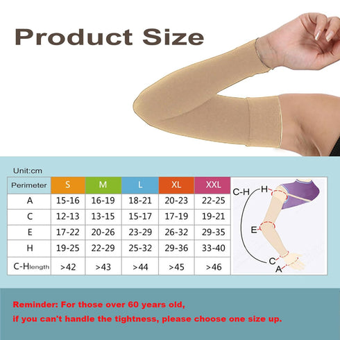 Arm Compression Sleeve for Men Women, 20-30 mmhg Full Arm Support for Pain Relief (Beige, X-Large)