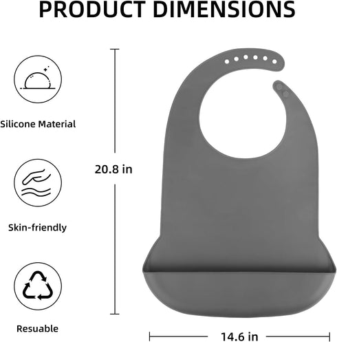 varlldibao Adult Bibs for Women/Men,Adult Silicone Bib for Eating with Crumb Catcher,Washable bib for adults