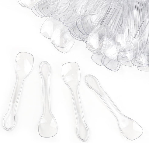 100PCS Disposable Tasting Spoons, Ice Cream Dessert Taster Spoons, Mini Spoons for Sampling, Clear