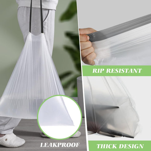 RayPard Mini Drawstring Trash Bags, 1.3 Gallon, 100 Counts, fit 1.3-1.5 Gal, White, Small Plastic Liners