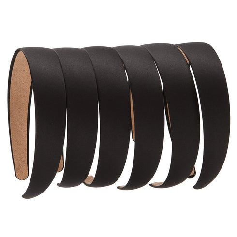 LONEEDY 6 Hard Headbands, 1 Inch Wide Non-slip Ribbon Hairband for Women, 6 Black + 1 Blue