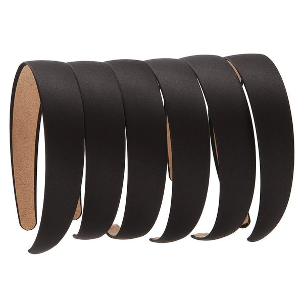 LONEEDY 6 Hard Headbands, 1 Inch Wide Non-slip Ribbon Hairband for Women, 6 Black + 1 Blue