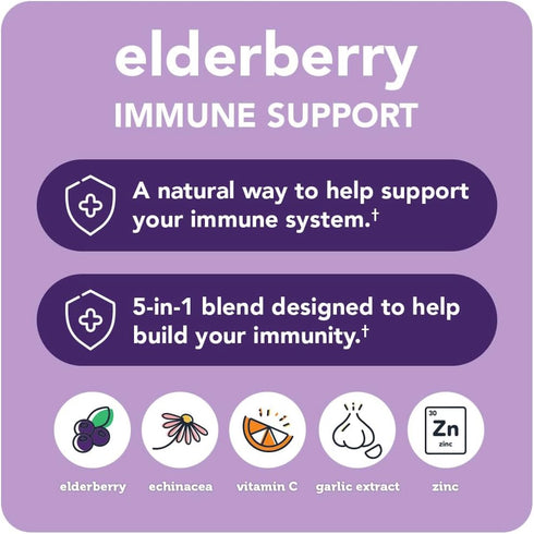 Vitamin Bounty Organic Elderberry Capsules for Adults - Immune Support with Vitamin C, Zinc & Echinacea - 60 Capsules