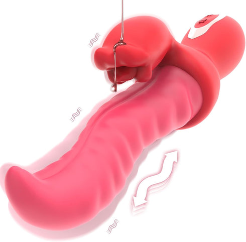 MoonSoil 10 Tongue Vibrator Sex Toys for Women, Thrusting Undulating Vibrators Dildo with Thrustion Wiggling