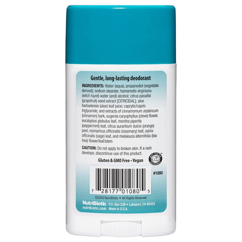 NutriBiotic Tea Tree Deodorant Stick, 2.6 Ounce with GSE, Aloe, Witch Hazel, Vegan & Free of Aluminum