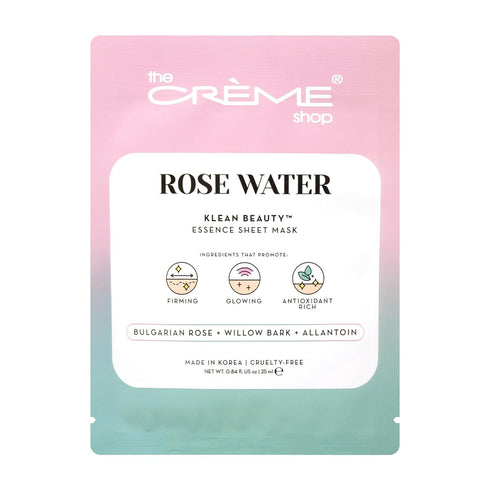 The Crème Shop Korean Skincare Beauty Full Facial Advanced Sheet - Natural Essence Rose Water Face Mask (5 Piece Set)