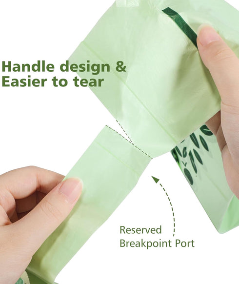 AYOTEE 1.6-2 Gallon Compostable Trash Bags, 50 Count Mini Biodegradable Kitchen Food Scrap Waste Bags with Handle Tie