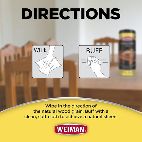 Weiman Wood Cleaner and Polish Wipes, 4 Pack (120 Wipes), Furniture Beautifier with UV Protection, Pleasant Scent