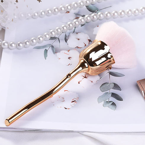 Nail Art Dust Powder Remover, Pink Rose Soft Brush for Acrylic Nail Arts Manicure Cleaning Makeup Brush Tools