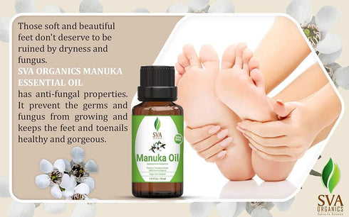 SVA Organics 10 ml Manuka Essential Oil, Pure Natural Undiluted Oil for Skin, Face, Nails, Body Care & Aromatherapy