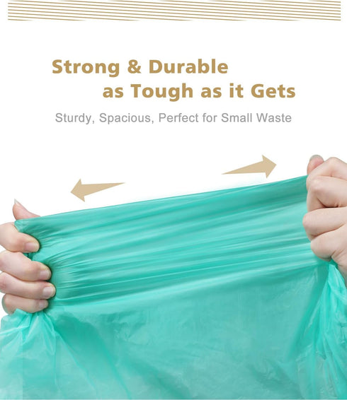 AYOTEE Compostable Trash Bags, 4 Gallon Drawstring, 100 Counts, Ultra Strong Unscented for Bathroom, Kitchen, Car, Pet