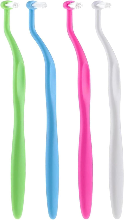 Tangseajiao 4 Pcs Multicolor Lightweight Orthodontic Toothbrush, Orthodontic Toothbrush with Small Head, Ultra