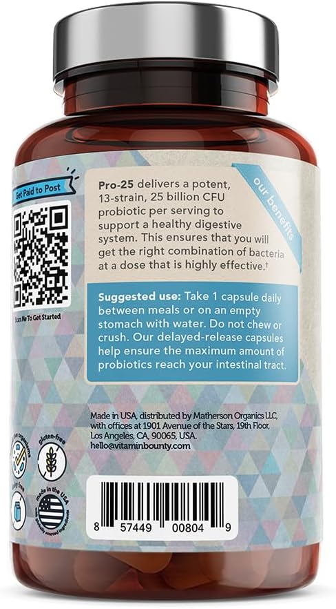 Vitamin Bounty Pro-Daily Probiotic - Supports Digestive Health, Immune System Boost, Gut Balance, and Relieves Bloating - 60 Delayed-Release Capsules