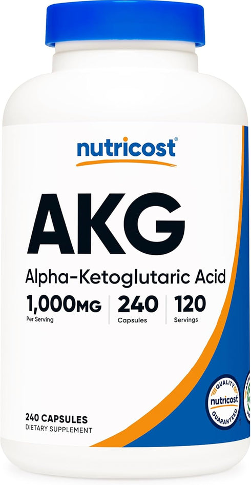 Nutricost AKG Alpha Ketoglutaric Acid Supplement, 1,000 mg, 240 Capsules, Energy Support Supplement