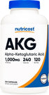 Nutricost AKG Alpha Ketoglutaric Acid Supplement, 1,000 mg, 240 Capsules, Energy Support Supplement