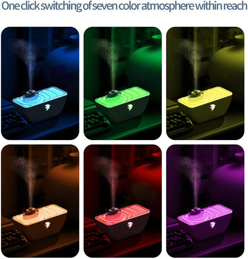 Laviniar 300ml 7 Essential Oil Diffuser, Boat Quiet Portable Humidifier Aroma Diffuser, with Colors Light