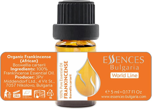 Essences Bulgaria Organic Frankincense Essential Oil 0.17 Fl Oz 5ml, 100% Pure Natural for Aromatherapy and Body