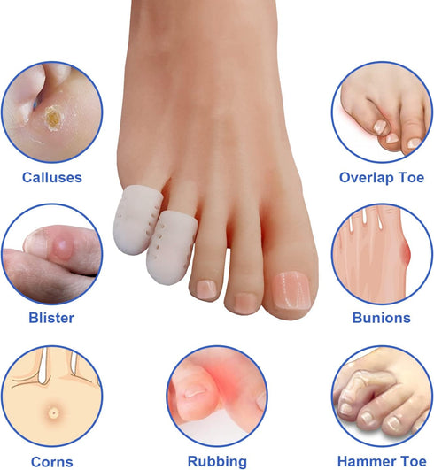 Toe Protectors for Men and Women, 14 Packs Silicone Small Toe Covers for Kids and Child, Gel Pinky Toe Caps Sleeves for Little Toe, Corns, Blisters, Broken Toe, Foot Pain Relief