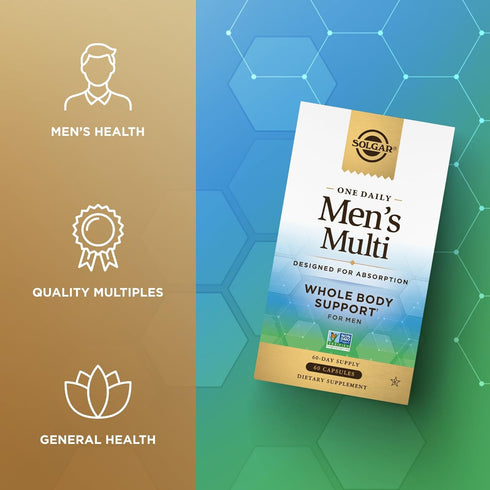 Solgar One Daily Men's Multivitamin Whole Body Support Supplement, Highly Absorbable Delayed Release Capsules - 60