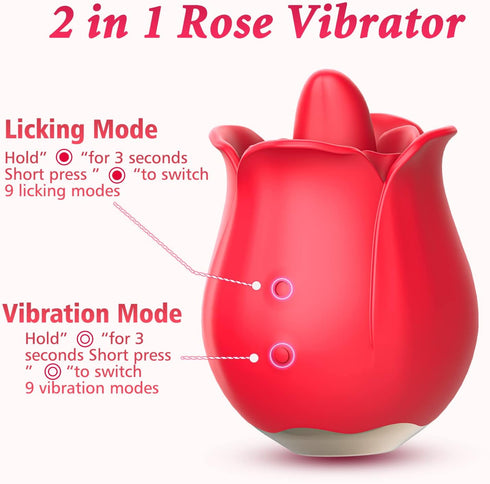 Visetoyz 9 Rose Toy Vibrator for Women, Tongue Licking Mini Clitoral Vibrator Stimulator with Vibrating Pleasure