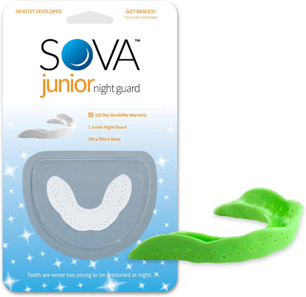 SOVA Junior Night Guard, Spring Green - 1.6mm Thin Custom-Molded Fit for Teeth Grinding Protection