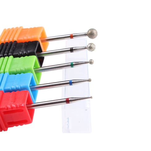 MZCMSL 5PCS Nail Drill Bits - Ball Head 3/32 Diamond Cuticle Bit for Electric Nail File Machine