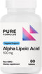 PureFormulas Alpha Lipoic Acid 100 mg ALA Supplement for Liver Support, Antioxidants, 60 Tablets