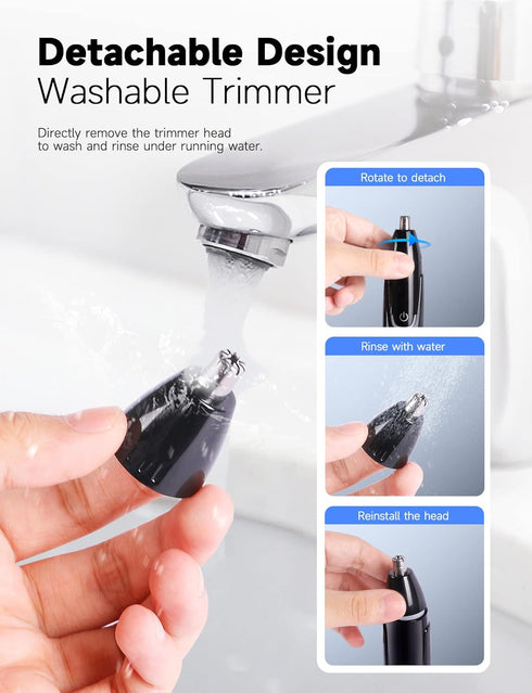 ZORAMI Rechargeable Ear and Nose Hair Trimmer, Professional Painless Eyebrow & Facial Hair Trimmer, Black
