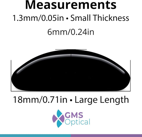 GMS Optical 1.3mm Ultra-Thin Anti-Slip Adhesive Contoured Silicone Eyeglass Nose Pads, 2 Sets / 5 Pack (10 Pair, Black)