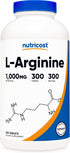 Nutricost L-Arginine 1000mg Amino Acid Tablets, 300 Tablets