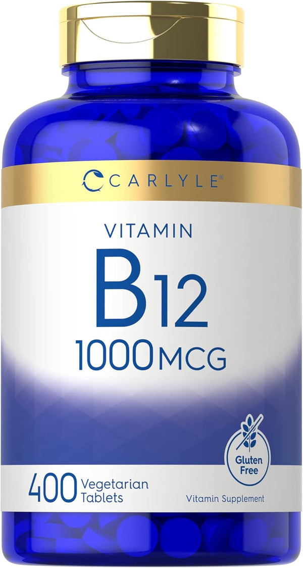 Carlyle Vitamin B12 1000mcg | Vegetarian, Non-GMO, Gluten Free Supplement | 400 Tablets
