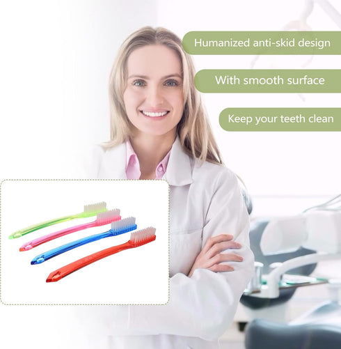 HEALLILY Super Bristle Toothbrush, 12 Pack for Adults, Hard Bristles for Stain Removal, Compact Travel Size